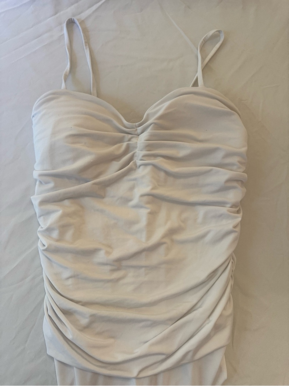 Express Ruched Body Contour Compression Bodysuit in White